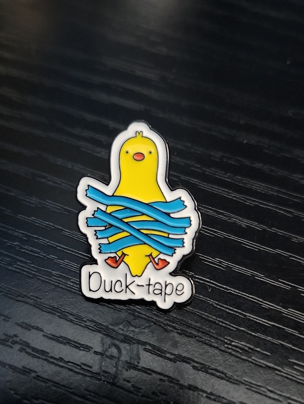 Duck-tape Yellow Duck Enamel Pin - Cute Bird Accessory